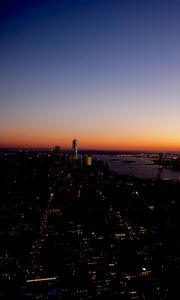 Preview wallpaper night city, city lights, top view, metropolis, new york, united states