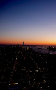 Preview wallpaper night city, city lights, top view, metropolis, new york, united states