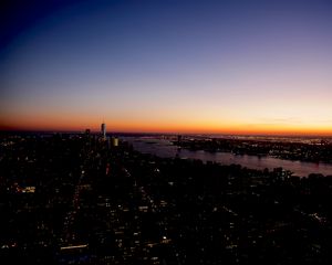 Preview wallpaper night city, city lights, top view, metropolis, new york, united states