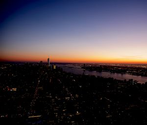 Preview wallpaper night city, city lights, top view, metropolis, new york, united states