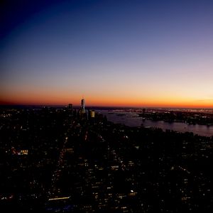 Preview wallpaper night city, city lights, top view, metropolis, new york, united states