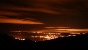 Preview wallpaper night city, city lights, top view, spain