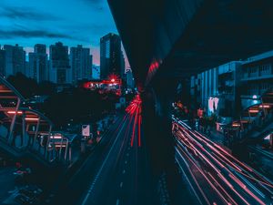 Preview wallpaper night city, city lights, traffic, thailand, buildings, architecture