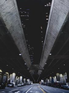 Preview wallpaper night city, city lights, underground, parking, asphalt, los angeles, united states