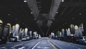 Preview wallpaper night city, city lights, underground, parking, asphalt, los angeles, united states