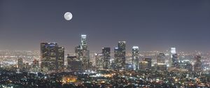 Preview wallpaper night city, city, moon, buildings, night