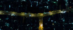 Preview wallpaper night city, city, road, crossroads, illumination, dark