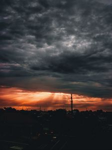 Preview wallpaper night city, clouds, night, overcast, indonesia