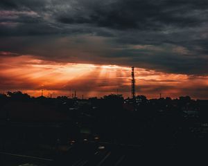 Preview wallpaper night city, clouds, night, overcast, indonesia