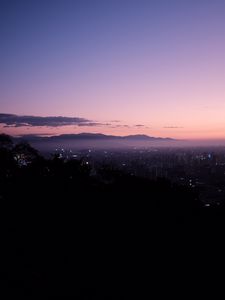 Preview wallpaper night city, dark, aerial view, sky, horizon