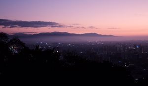 Preview wallpaper night city, dark, aerial view, sky, horizon