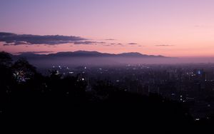 Preview wallpaper night city, dark, aerial view, sky, horizon
