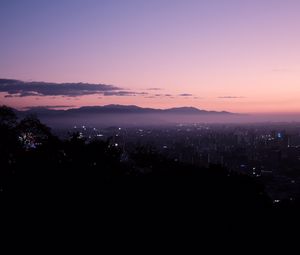 Preview wallpaper night city, dark, aerial view, sky, horizon