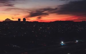 Preview wallpaper night city, dark, aerial view, twilight, horizon