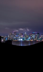 Preview wallpaper night city, dark, buildings, architecture, panorama, view