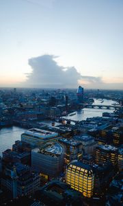 Preview wallpaper night city, dawn, aerial view, city lights