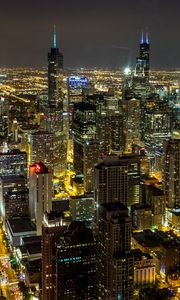 Preview wallpaper night city, glow, lights