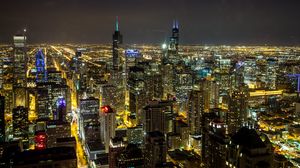 Preview wallpaper night city, glow, lights