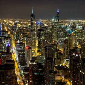 Preview wallpaper night city, glow, lights