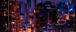 Preview wallpaper night city, glow, lights, dark