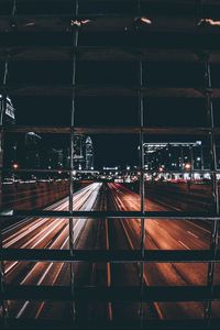 Preview wallpaper night city, lattice, road, light