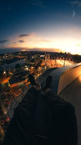Preview wallpaper night city, legs, aerial view, overview, vancouver, canada