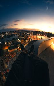Preview wallpaper night city, legs, aerial view, overview, vancouver, canada