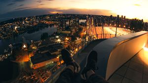 Preview wallpaper night city, legs, aerial view, overview, vancouver, canada