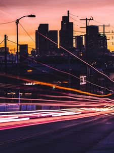 Preview wallpaper night city, light, traffic