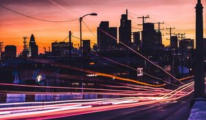 Preview wallpaper night city, light, traffic
