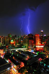 Preview wallpaper night city, lightning, buildings, bangkok, thailand