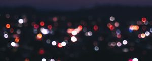 Preview wallpaper night city, lights, blur, glare, bokeh