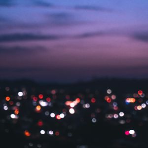 Preview wallpaper night city, lights, blur, glare, bokeh