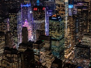 Preview wallpaper night city, lights, buildings, glow