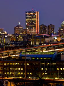 Preview wallpaper night city, lights, buildings, skyscrapers