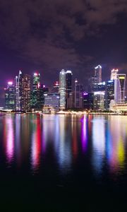 Preview wallpaper night city, lights, buildings, architecture, reflection