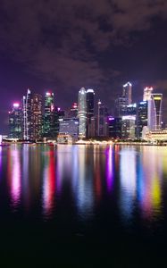 Preview wallpaper night city, lights, buildings, architecture, reflection