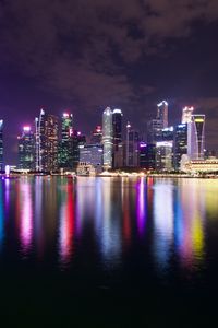 Preview wallpaper night city, lights, buildings, architecture, reflection