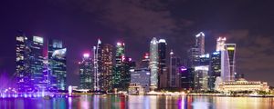 Preview wallpaper night city, lights, buildings, architecture, reflection