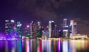 Preview wallpaper night city, lights, buildings, architecture, reflection