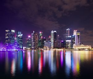Preview wallpaper night city, lights, buildings, architecture, reflection