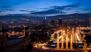 Preview wallpaper night, city lights, buildings, traffic, building