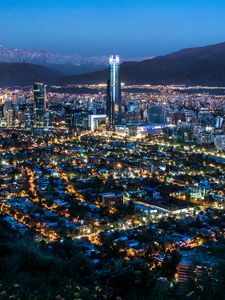 Preview wallpaper night city, lights, cities, mountains, chile