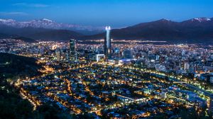 Preview wallpaper night city, lights, cities, mountains, chile
