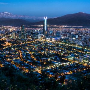Preview wallpaper night city, lights, cities, mountains, chile