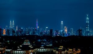 Preview wallpaper night city, lights, night, tower