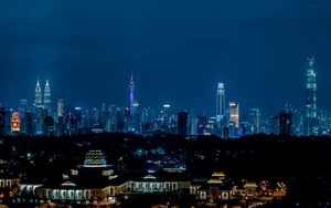 Preview wallpaper night city, lights, night, tower