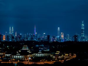 Preview wallpaper night city, lights, night, tower