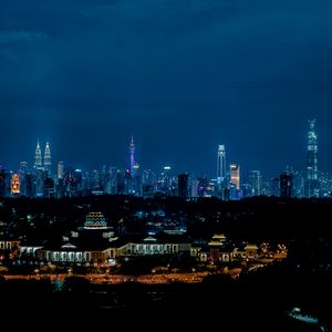 Preview wallpaper night city, lights, night, tower