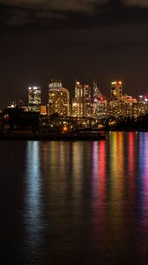 Preview wallpaper night city, lights, reflection, water